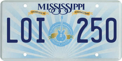 MS license plate LOI250