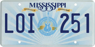 MS license plate LOI251