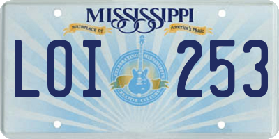 MS license plate LOI253