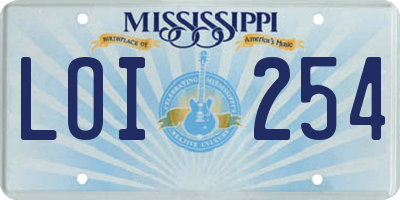 MS license plate LOI254
