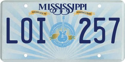 MS license plate LOI257