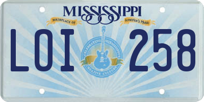 MS license plate LOI258