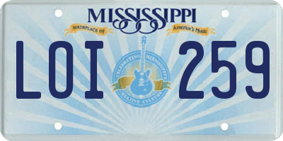 MS license plate LOI259