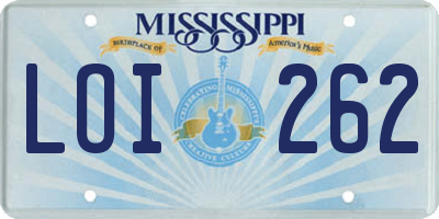 MS license plate LOI262