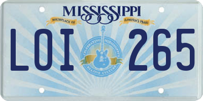 MS license plate LOI265