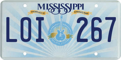MS license plate LOI267