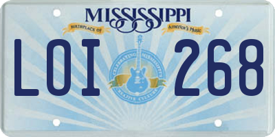 MS license plate LOI268