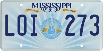 MS license plate LOI273
