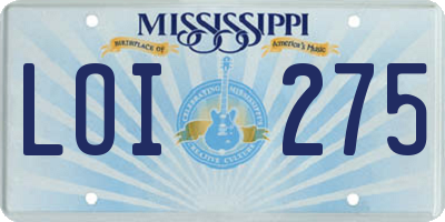 MS license plate LOI275