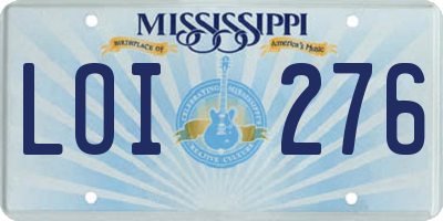 MS license plate LOI276