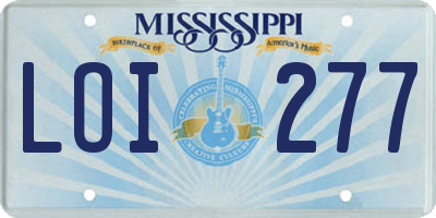 MS license plate LOI277