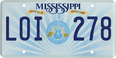 MS license plate LOI278