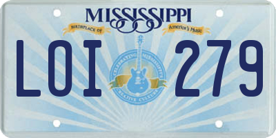 MS license plate LOI279