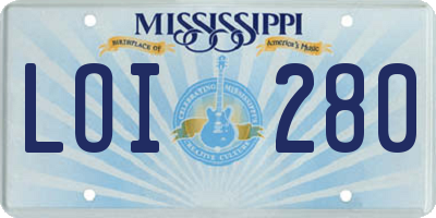MS license plate LOI280