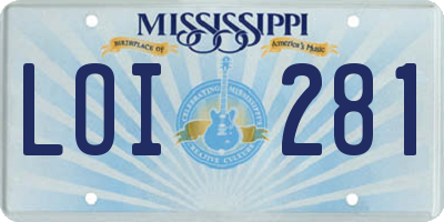 MS license plate LOI281