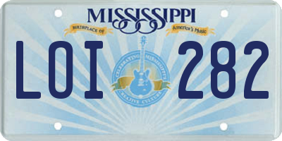 MS license plate LOI282