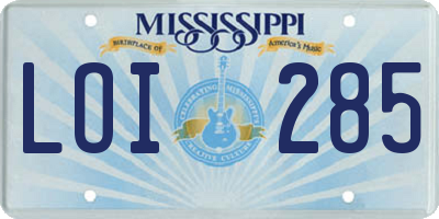 MS license plate LOI285