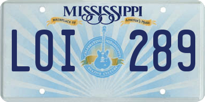 MS license plate LOI289