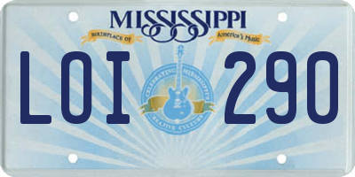 MS license plate LOI290