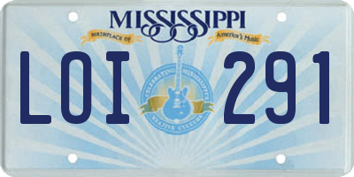 MS license plate LOI291