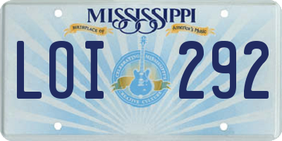 MS license plate LOI292