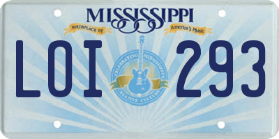 MS license plate LOI293