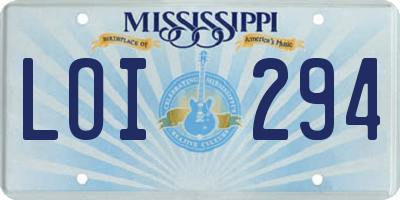 MS license plate LOI294
