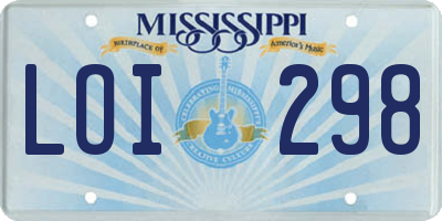 MS license plate LOI298