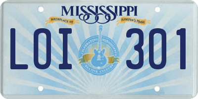 MS license plate LOI301