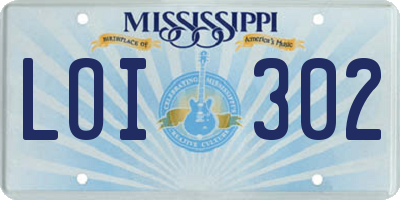 MS license plate LOI302