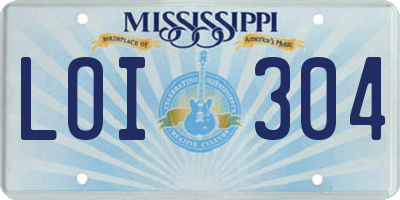 MS license plate LOI304