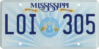 MS license plate LOI305