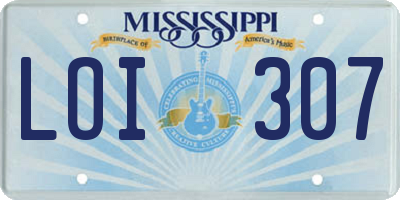 MS license plate LOI307