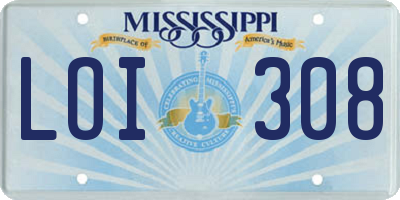 MS license plate LOI308