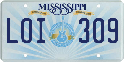 MS license plate LOI309