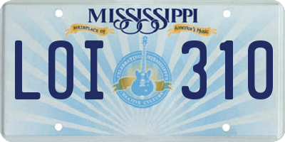 MS license plate LOI310