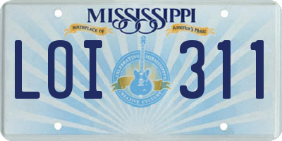 MS license plate LOI311