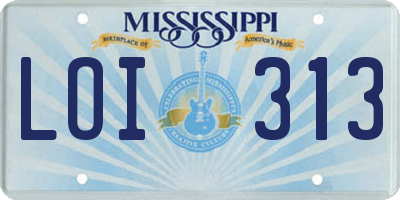 MS license plate LOI313
