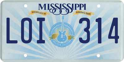 MS license plate LOI314