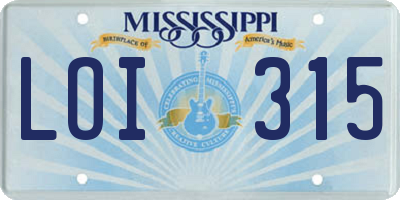MS license plate LOI315