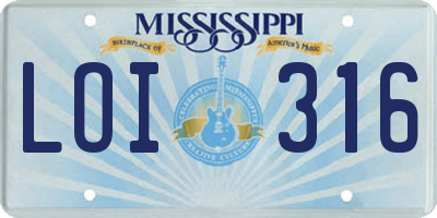 MS license plate LOI316