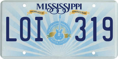 MS license plate LOI319