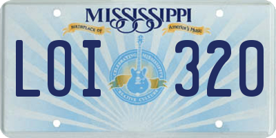 MS license plate LOI320
