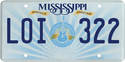 MS license plate LOI322