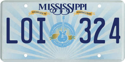MS license plate LOI324