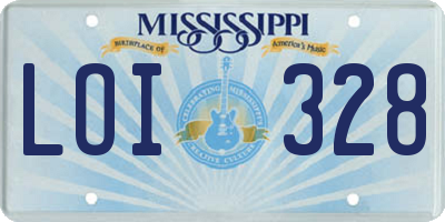 MS license plate LOI328