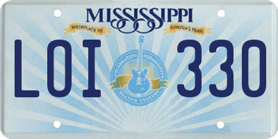 MS license plate LOI330