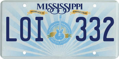 MS license plate LOI332