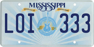 MS license plate LOI333