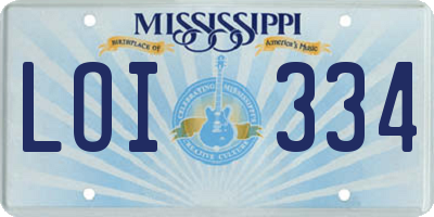 MS license plate LOI334